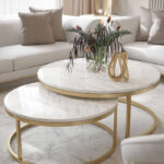 Table Basse ronde Marbre blanc Gigogne Moderne