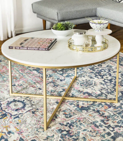 Table basse ronde moderne en marbre