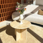 Table d'appoint ronde en marbre Travertin