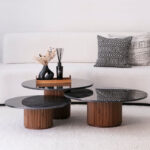 Tables basses gigogne en bois et marbre