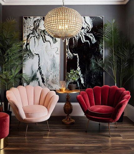 fauteuil coquillage rouge