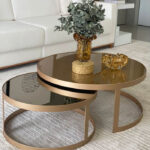 table basse gigogne verre et métal